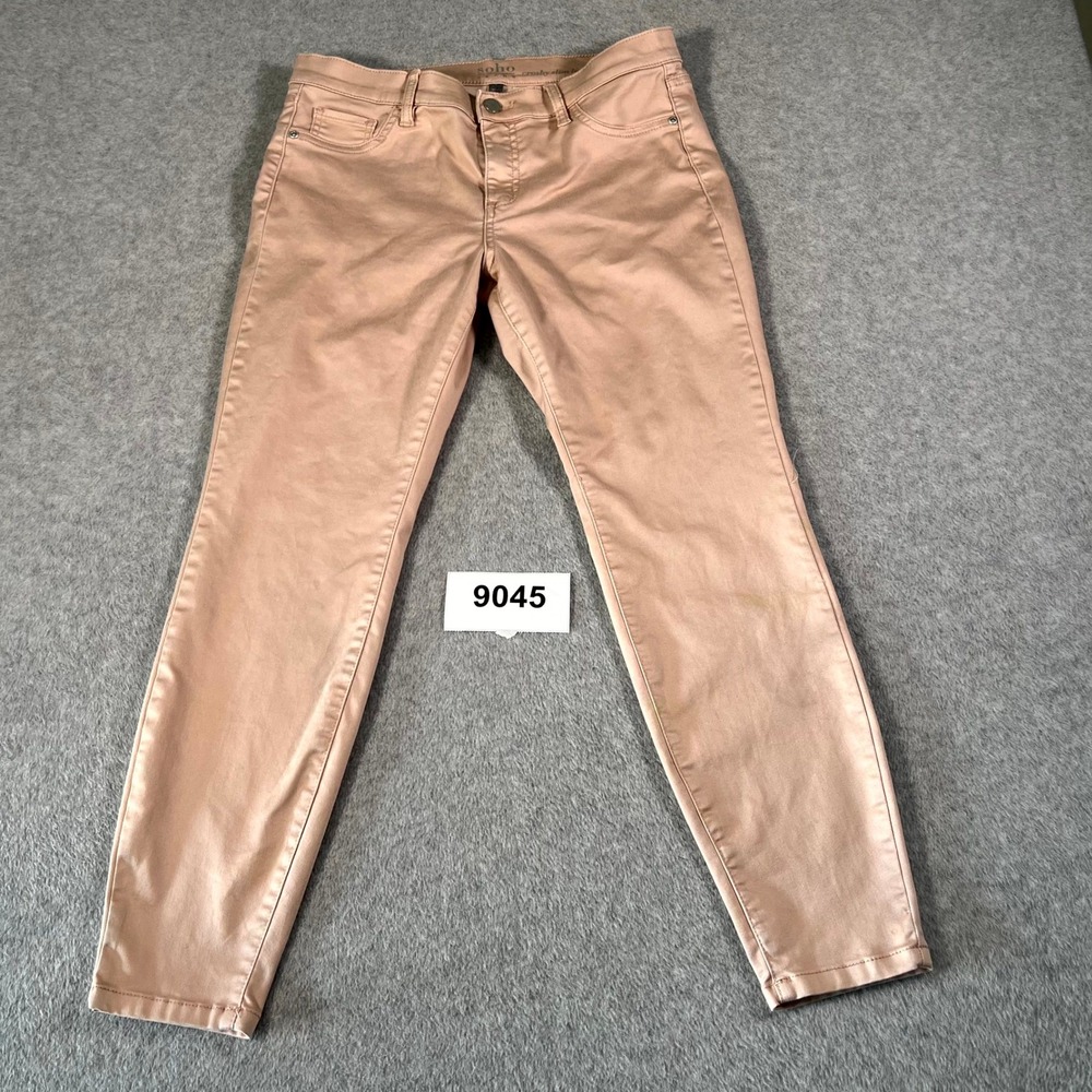New York & Company Soho Jeans Crosby Slim Leg Pants Womens 8 Pink Cotton Stretch